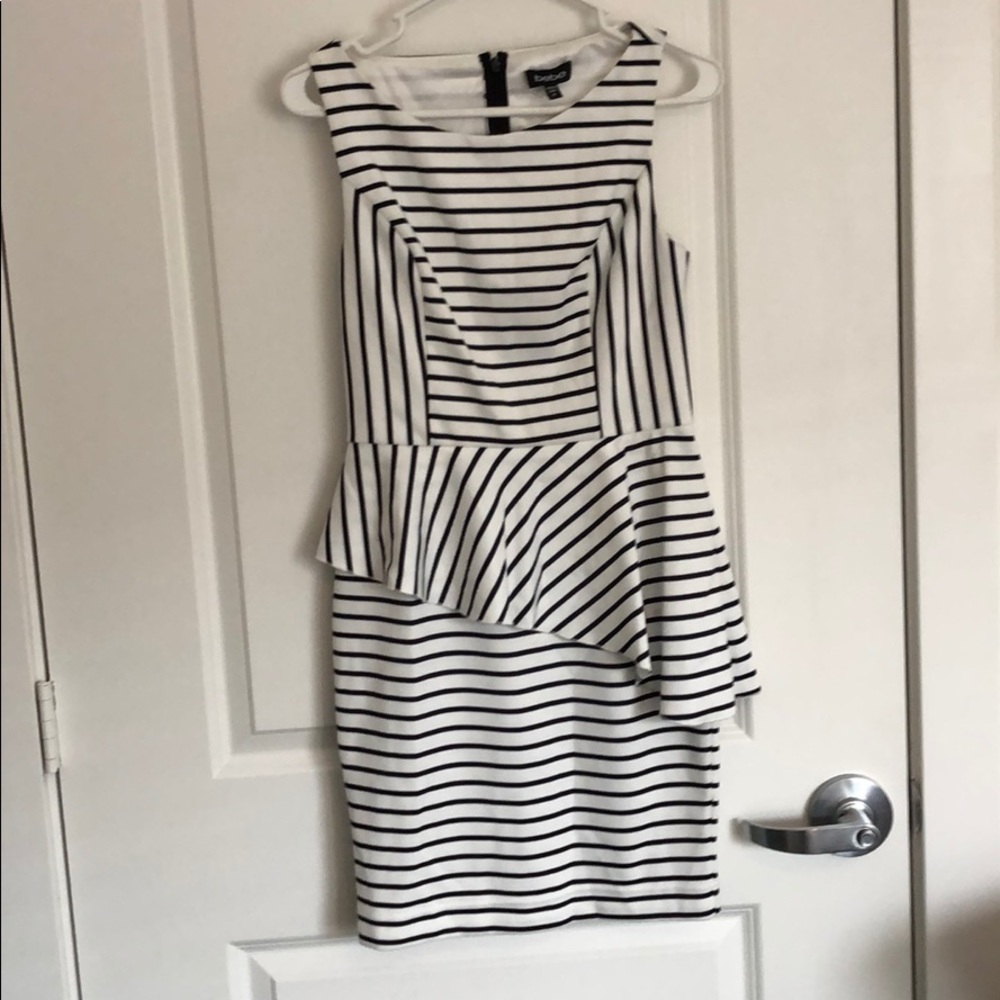 Bebe asymmetrical peplum dress